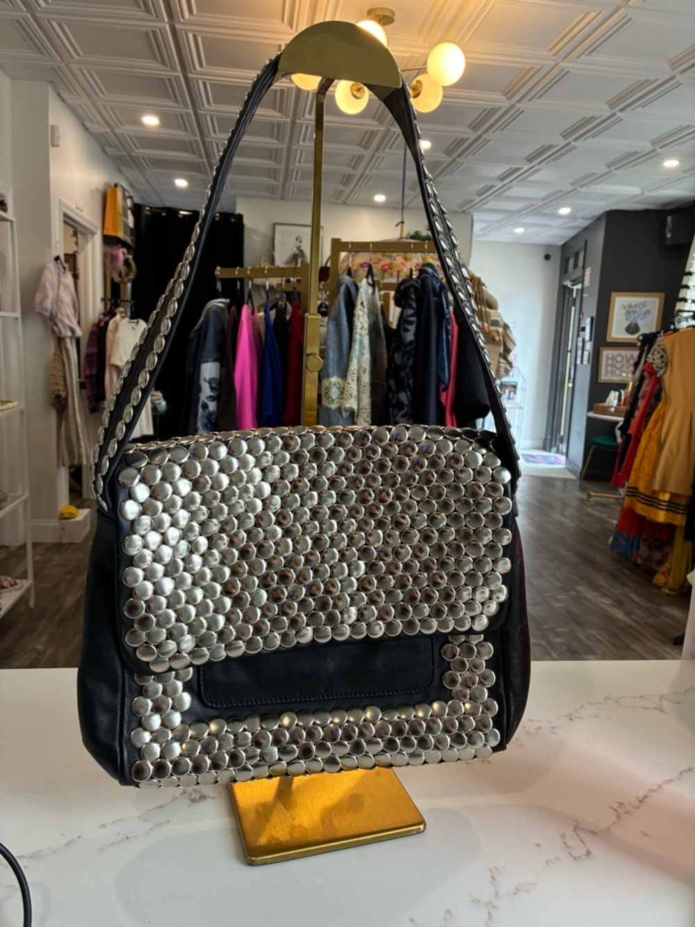 Sonia Rykiel Domino bag with studded silver accent